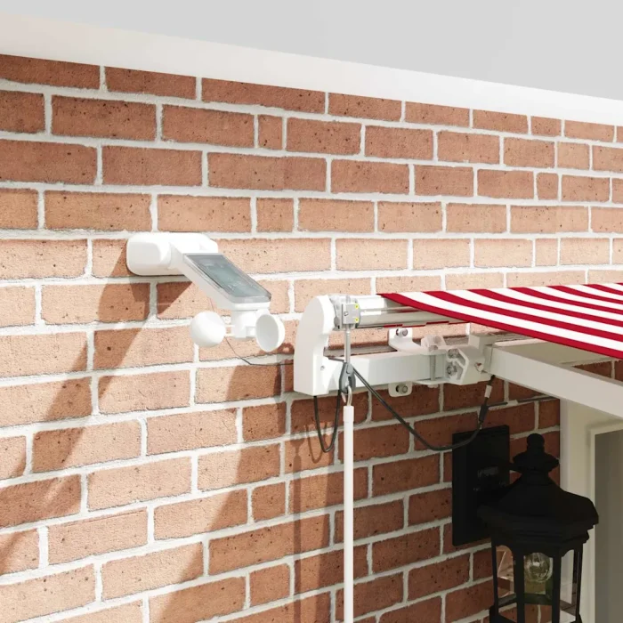 Novaro Behúzható napellenző Piros és Fehér 500 × 300 cm Poliészter
