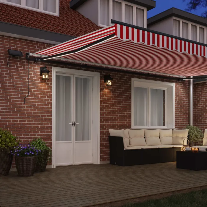 Novaro Behúzható napellenző Piros és Fehér 500 × 300 cm