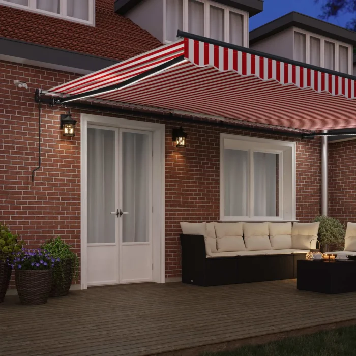 Novaro Behúzható napellenző Piros és Fehér 500 × 300 cm Poliészter