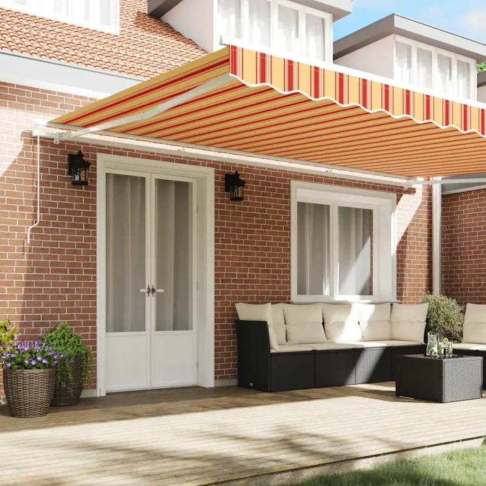 Novaro Behúzható napellenző Sárga és narancs 500 × 350 cm