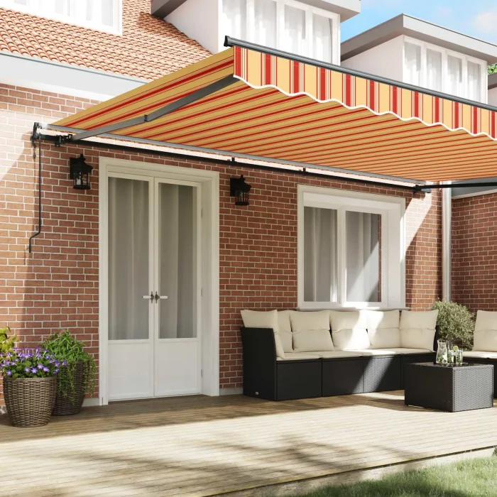 Novaro Behúzható napellenző Sárga és narancs 500 × 350 cm