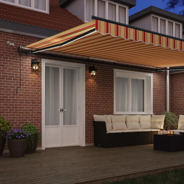 Novaro Behúzható napellenző Sárga és narancs 500 × 350 cm Poliészter