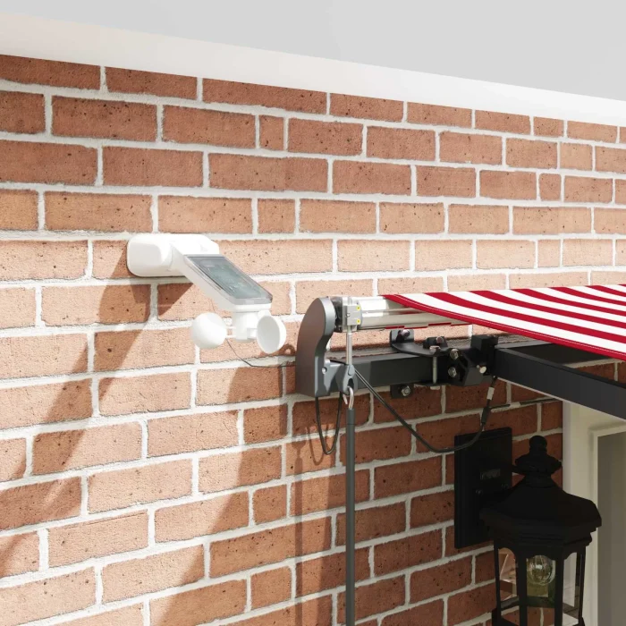 Novaro Behúzható napellenző Piros és Fehér 500 × 350 cm Poliészter