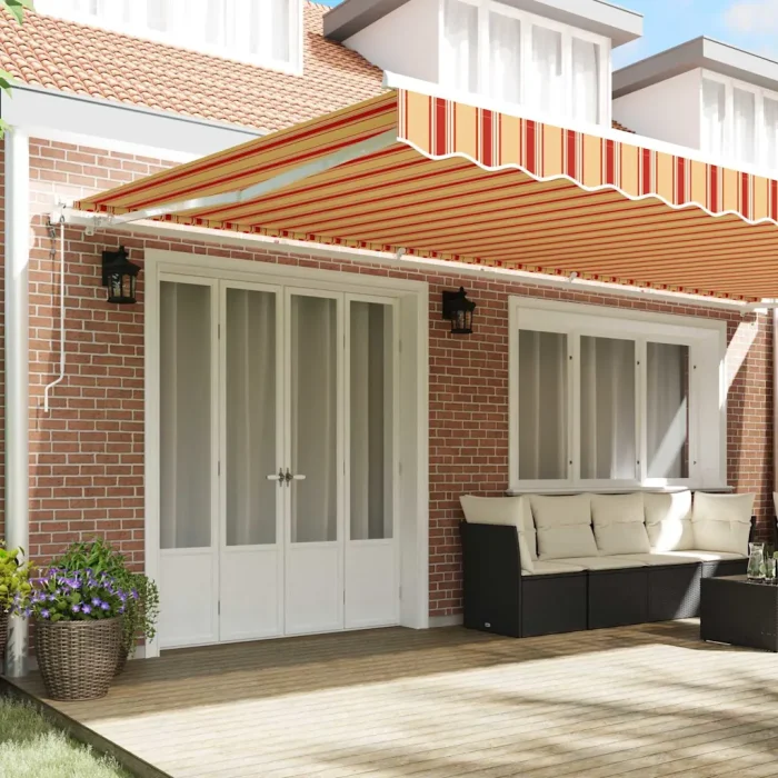 Novaro Behúzható napellenző Sárga és narancs 600 × 300 cm