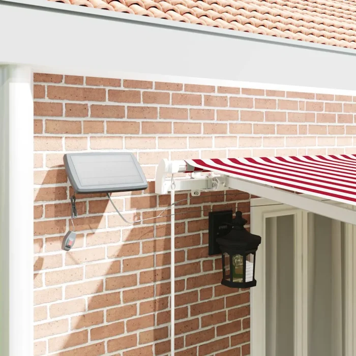 Novaro Behúzható napellenző Piros és Fehér 600 × 350 cm