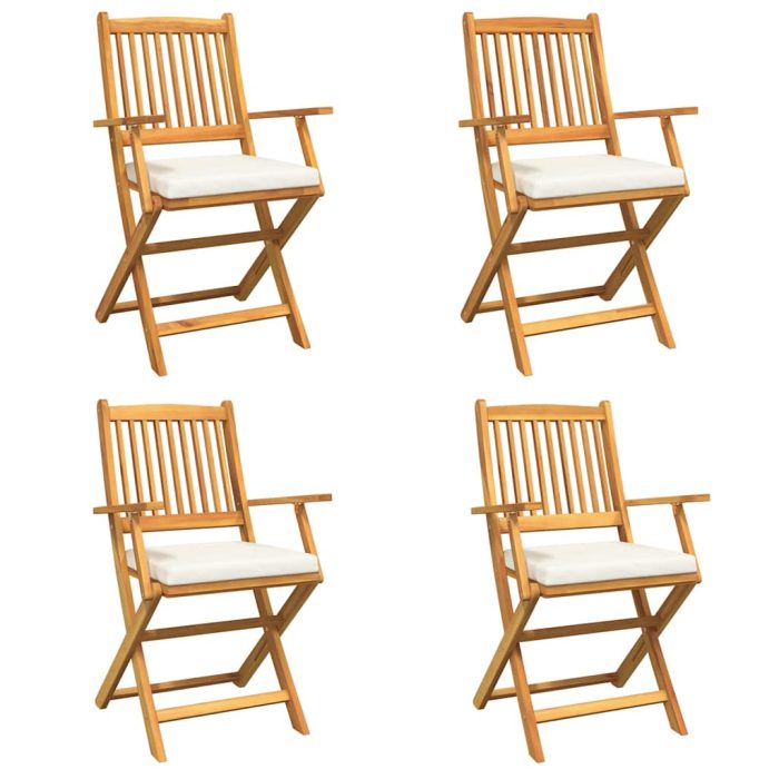 Novaro Összecsukható szék 4 db Fehér Tömör akácfa - Image 2