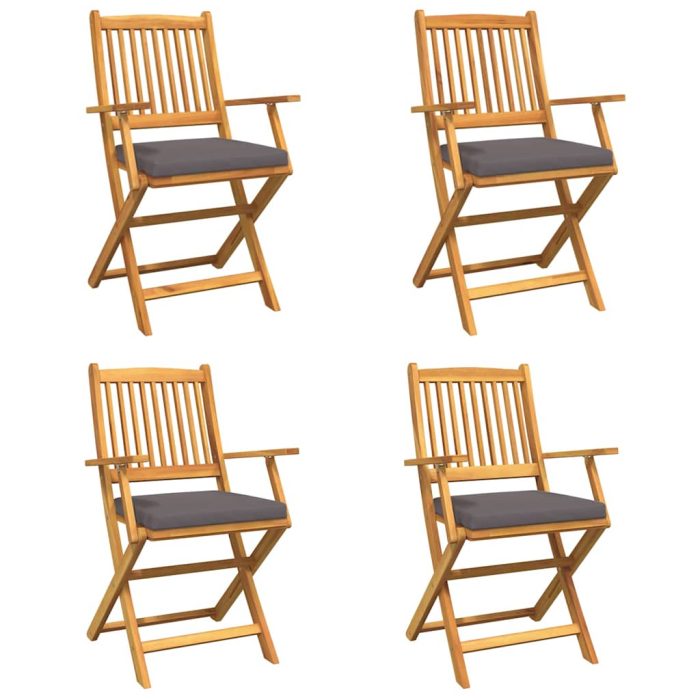 Novaro Összecsukható szék 4 db Szürke Tömör akácfa - Image 2