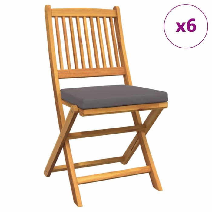 Novaro Összecsukható szék 6 db Szürke Tömör akácfa - Image 2