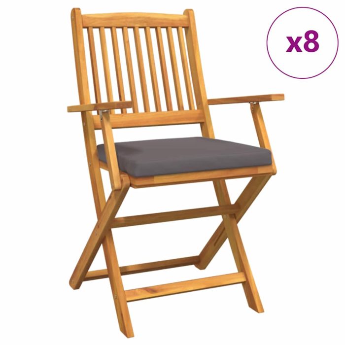 Novaro Összecsukható szék 8 db Szürke Tömör akácfa - Image 2