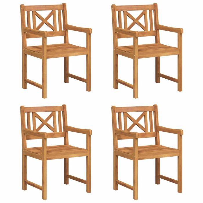 Novaro Kerti székek 4 db Természetes Tömör Akácfa - Image 2