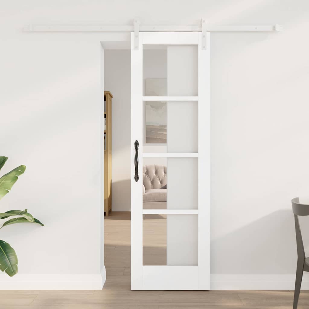 Novaro Csúszó ajtó ORKDAL Fehér 61 x 198,5 cm Tömör fenyőfa és üveg
