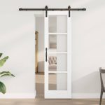 Novaro Csúszó ajtó ORKDAL Fehér 61 x 198,5 cm Tömör fenyőfa és üveg
