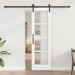 Novaro Csúszó ajtó ORKDAL Fehér 61 x 198,5 cm Tömör fenyőfa és üveg