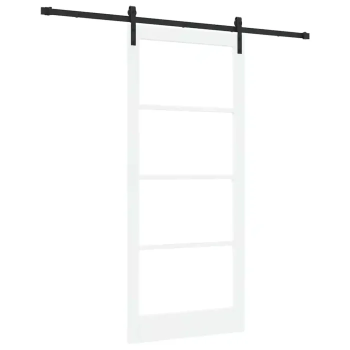 Novaro Csúszó ajtó ORKDAL Fehér 93 x 211 cm Tömör fenyőfa és üveg