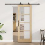 Novaro Csúszó ajtó ORKDAL 73,5 x 198,5 cm Tömör fenyőfa és üveg
