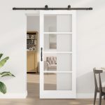 Novaro Csúszó ajtó ORKDAL 83 x 202 cm Tömör fenyőfa és üveg