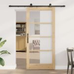 Novaro Csúszó ajtó ORKDAL 93 x 202 cm Tömör fenyőfa és üveg
