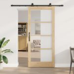Novaro Csúszó ajtó ORKDAL 93 x 211 cm Tömör fenyőfa és üveg