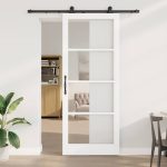 Novaro Csúszó ajtó ORKDAL 93 x 232 cm Tömör fenyőfa és üveg