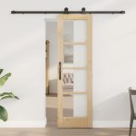 Novaro Csúszó ajtó ORKDAL 61 x 198,5 cm Tömör fenyőfa és üveg