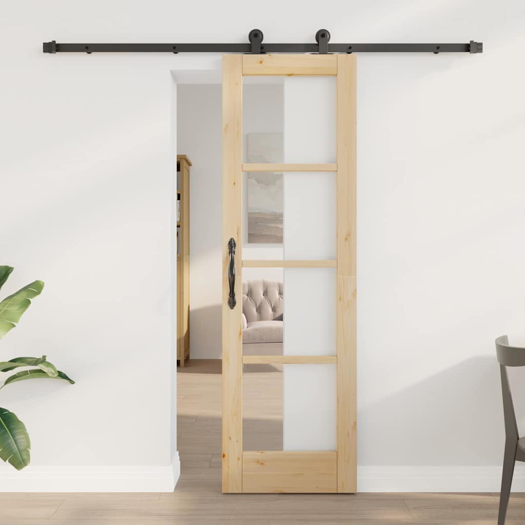 Novaro Csúszó ajtó ORKDAL 61 x 198,5 cm Tömör fenyőfa és üveg