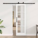 Novaro Csúszó ajtó ORKDAL 61 x 198,5 cm Tömör fenyőfa és üveg