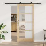 Novaro Csúszó ajtó ORKDAL 93 x 211 cm Tömör fenyőfa és üveg
