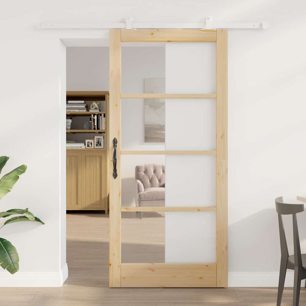 Novaro Csúszó ajtó ORKDAL 93 x 202 cm Tömör fenyőfa és üveg
