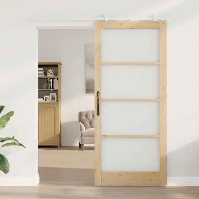 Novaro Csúszó ajtó ORKDAL 93 x 211 cm Tömör fenyőfa és üveg