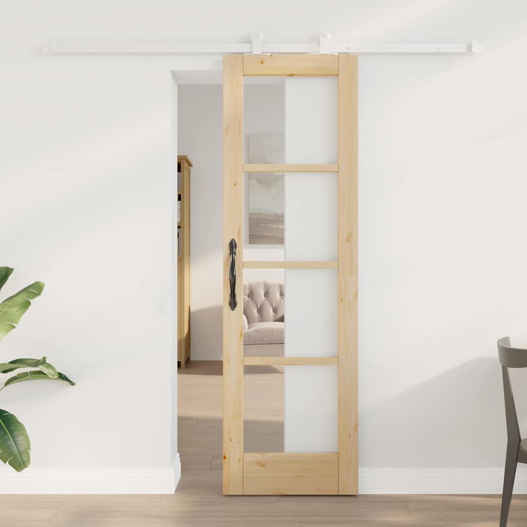 Novaro Csúszó ajtó ORKDAL 61 x 198,5 cm Tömör fenyőfa és üveg