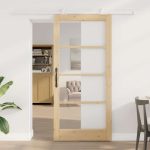 Novaro Csúszó ajtó ORKDAL 93 x 202 cm Tömör fenyőfa és üveg