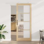 Novaro Csúszó ajtó ORKDAL 93 x 232 cm Tömör fenyőfa és üveg