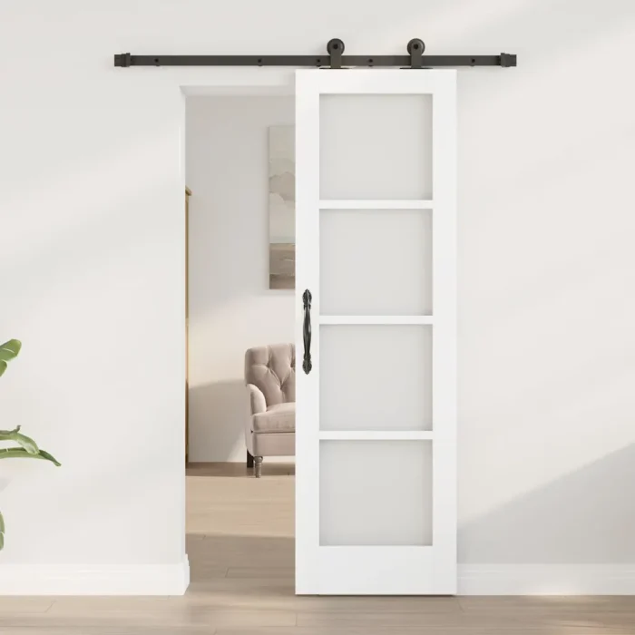 Novaro Csúszó ajtó ORKDAL Fehér 61 x 198,5 cm Tömör fenyőfa és üveg