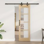 Novaro Csúszó ajtó ORKDAL 61 x 198,5 cm Tömör fenyőfa és üveg