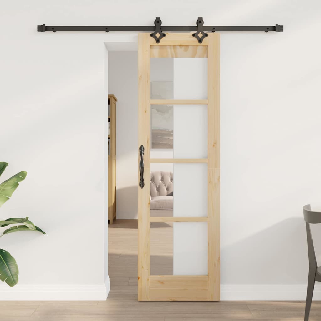 Novaro Csúszó ajtó ORKDAL 61 x 198,5 cm Tömör fenyőfa és üveg