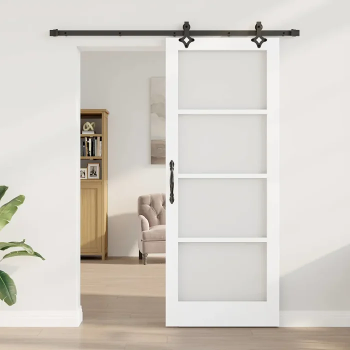 Novaro Csúszó ajtó ORKDAL 83 x 211 cm Tömör fenyőfa és üveg