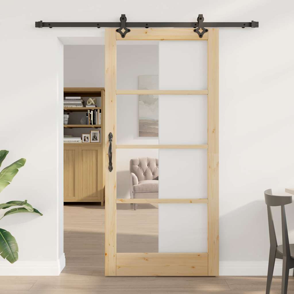 Novaro Csúszó ajtó ORKDAL 93 x 202 cm Tömör fenyőfa és üveg
