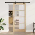 Novaro Csúszó ajtó ORKDAL 93 x 211 cm Tömör fenyőfa és üveg