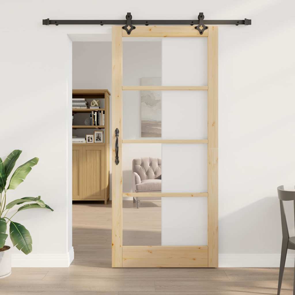 Novaro Csúszó ajtó ORKDAL 93 x 211 cm Tömör fenyőfa és üveg