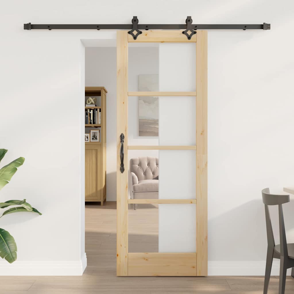 Novaro Csúszó ajtó ORKDAL 73,5 x 198,5 cm Tömör fenyőfa és üveg
