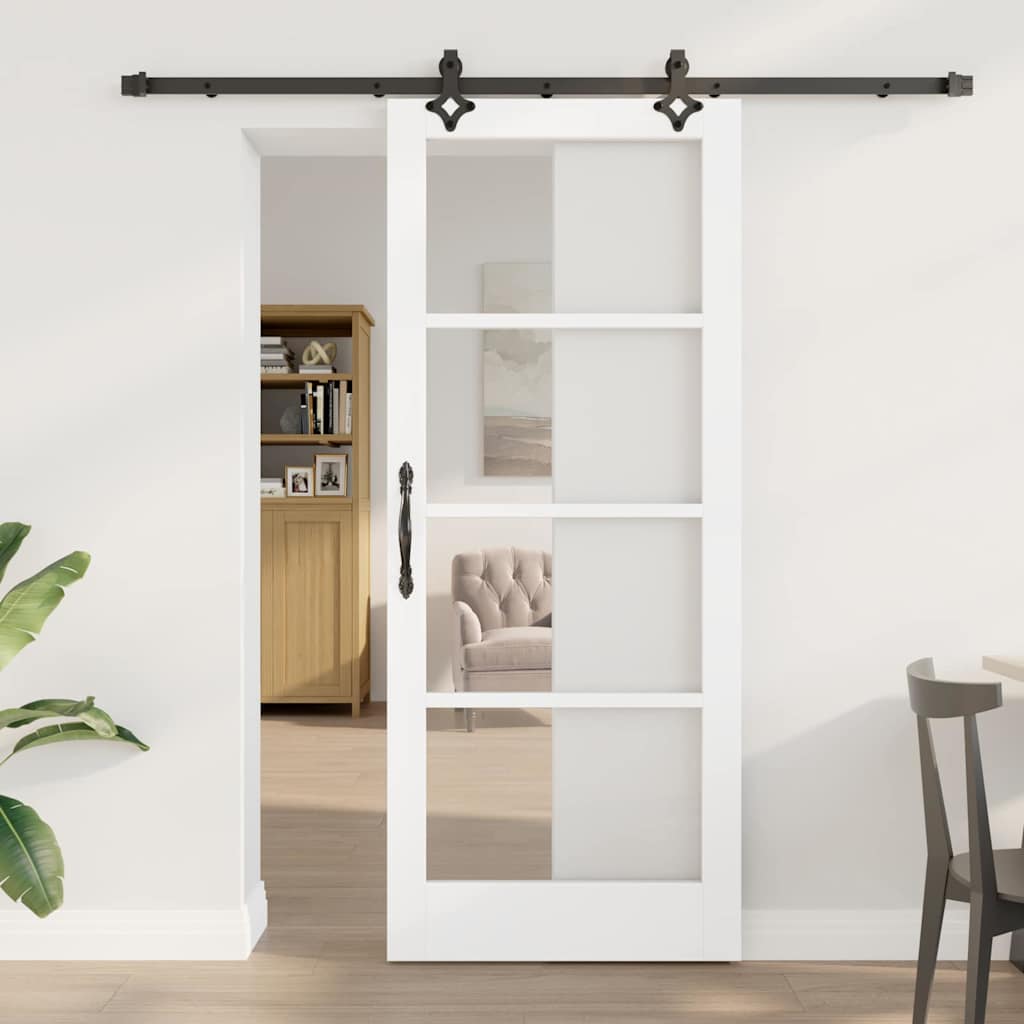 Novaro Csúszó ajtó ORKDAL 83 x 202 cm Tömör fenyőfa és üveg