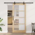 Novaro Csúszó ajtó ORKDAL 93 x 202 cm Tömör fenyőfa és üveg