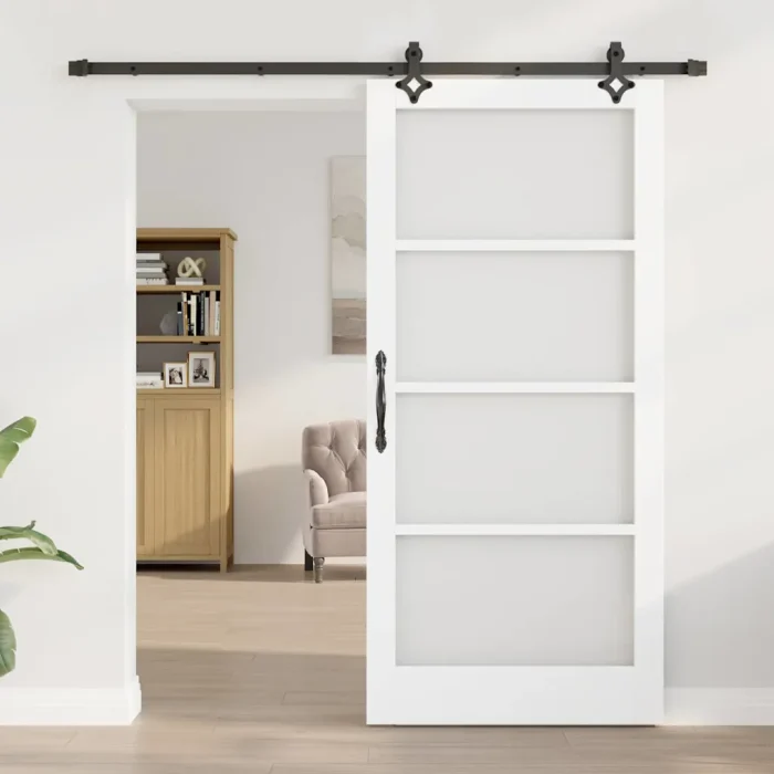 Novaro Csúszó ajtó ORKDAL 93 x 202 cm Tömör fenyőfa és üveg