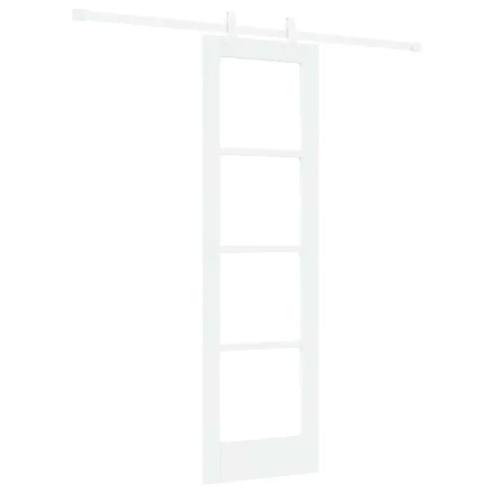 Novaro Csúszó ajtó 61 x 198,5 cm Tömör fenyőfa és üveg Fehér