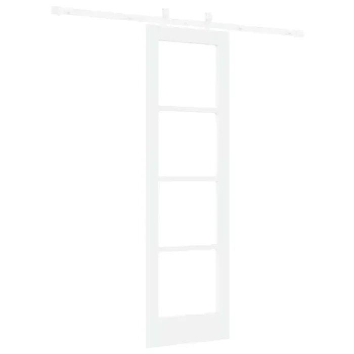 Novaro Csúszó ajtó 61 x 198,5 cm Tömör fenyőfa és üveg Fehér