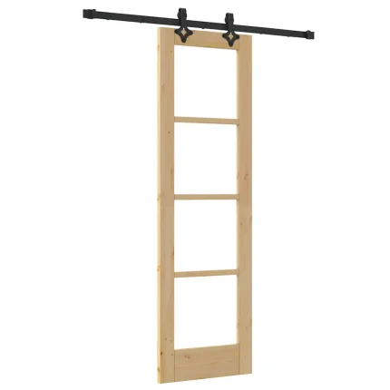 Novaro Csúszó ajtó Természetes 61 x 198,5 cm Tömör fenyőfa és üveg