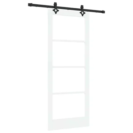 Novaro Csúszó ajtó Fehér 83 x 202 cm Tömör fenyőfa és üveg