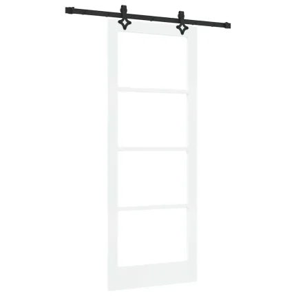 Novaro Csúszó ajtó Fehér 83 x 211 cm Tömör fenyőfa és üveg