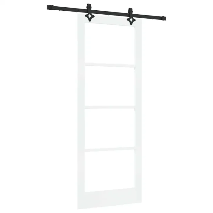 Novaro Csúszó ajtó Fehér 83 x 211 cm Tömör fenyőfa és üveg