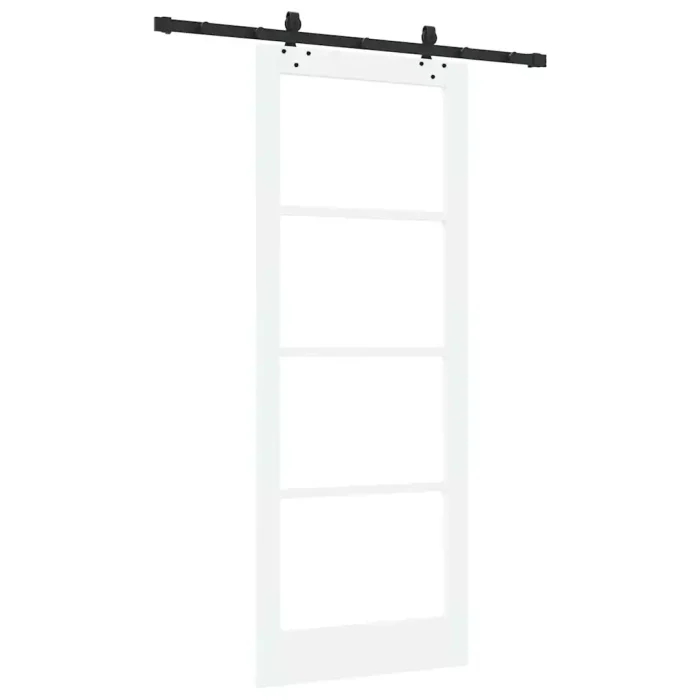 Novaro Csúszó ajtó Fehér 83 x 211 cm Tömör fenyőfa és üveg